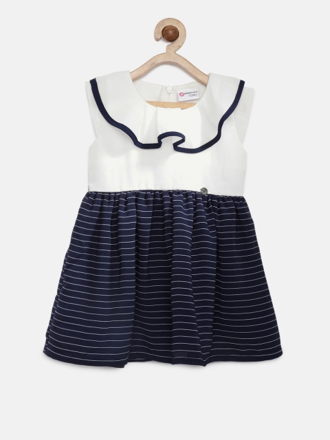 

Peppermint Navy Blue & White Striped Fit and Flare Dress