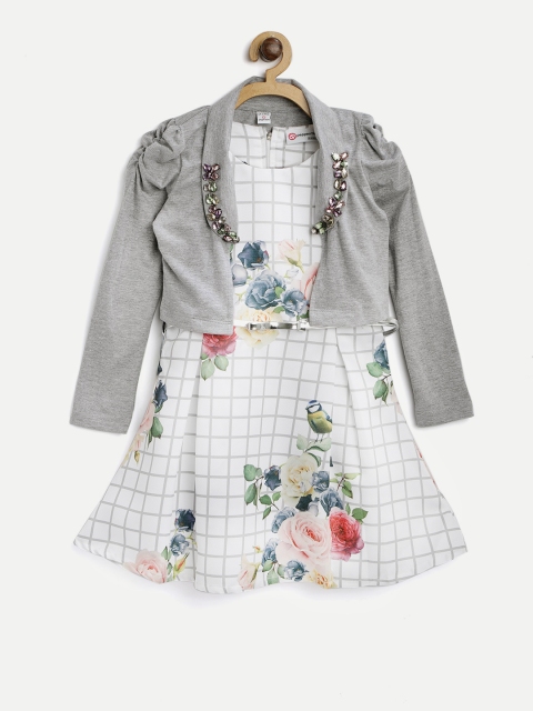 

Peppermint Girls White & Grey Checked A-Line Dress