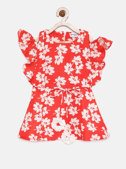 

Peppermint Girls Red Printed A-Line Dress