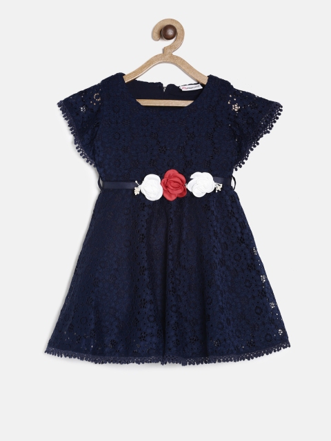 

Peppermint Girls Navy Blue Lace Fit and Flare Dress