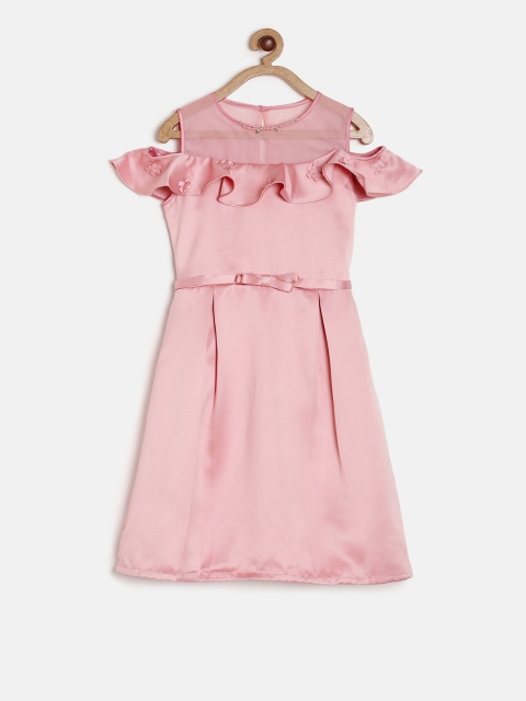 

Peppermint Girls Pink Solid A-Line Dress