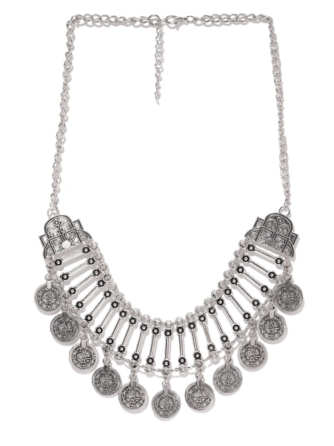 

ToniQ Silver-Toned Metal Oxidised Necklace
