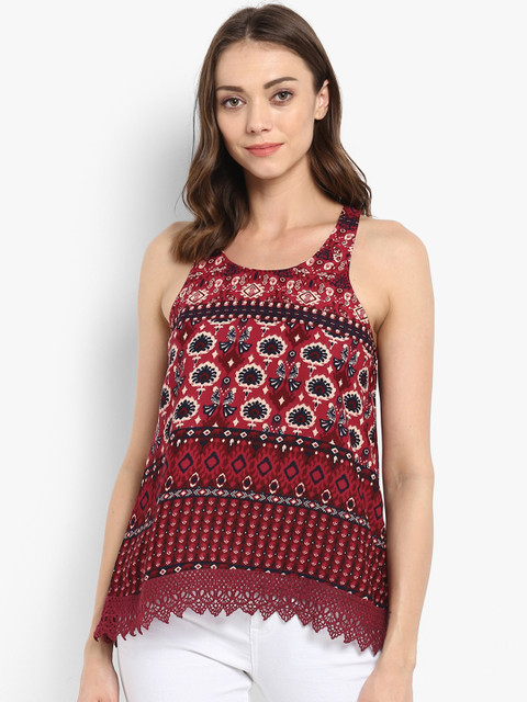 

Chumbak Women Maroon Printed A-Line Top