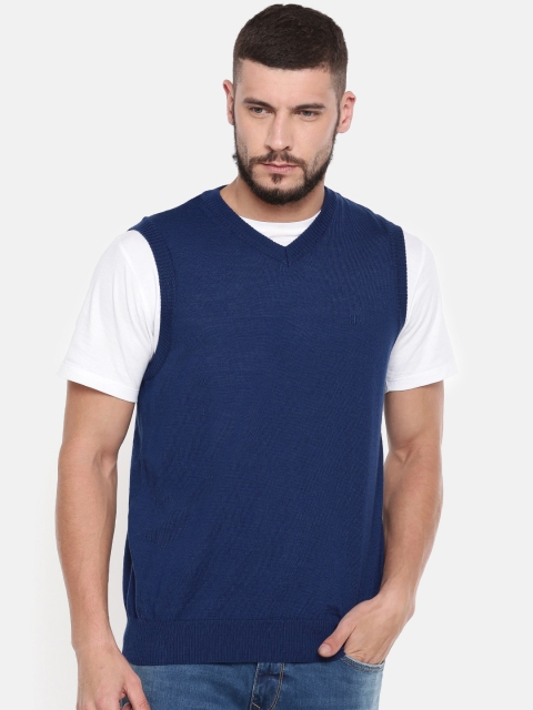 

Raymond Men Navy Blue Solid Sweater Vest