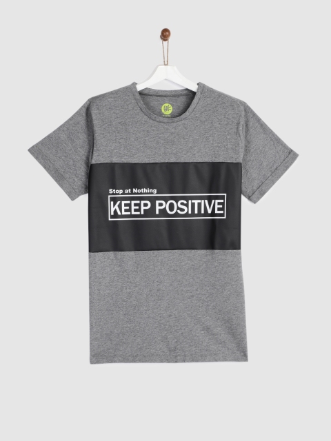 

YK Boys Grey Colourblocked Round Neck T-shirt