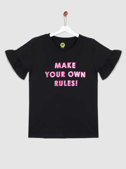 

YK Girls Black Printed Top