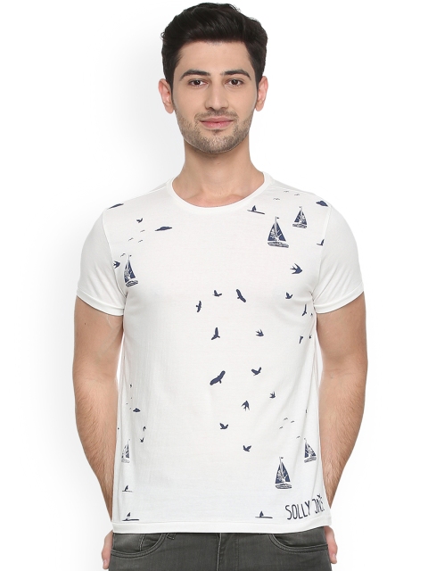 

Solly Jeans Co. Men White Printed Round Neck Slim Fit T-shirt