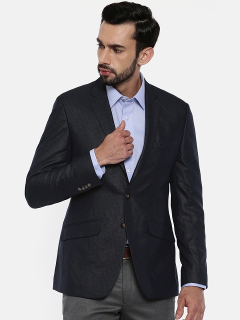 

Park Avenue Men Navy Super Slim Fit Single-Breasted Formal Blazer, Navy blue