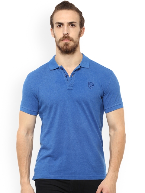 

Mufti Men Blue Solid Polo Collar T-shirt