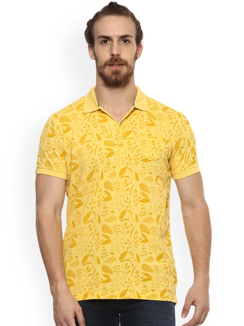 

Mufti Men Yellow Printed Polo Collar Pure Cotton T-shirt