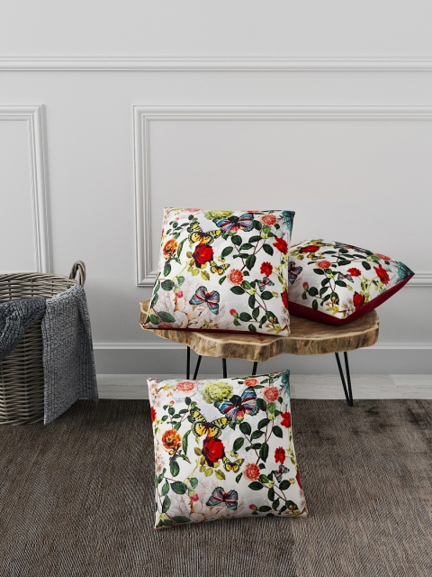 

BIANCA Multicoloured Set of 3 Floral Square Cushion Covers, Multi