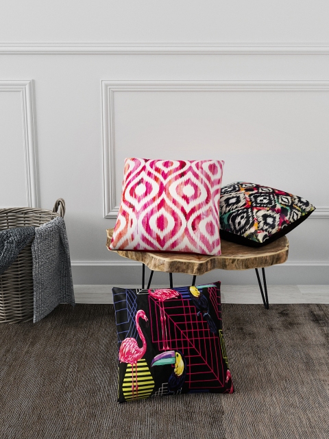 

BIANCA Multicoloured Set of 3 Geometric Square Cushion Covers, Multi