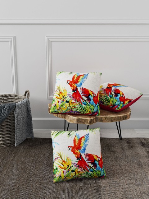 

BIANCA White Set of 3 Floral Square Cushion Covers