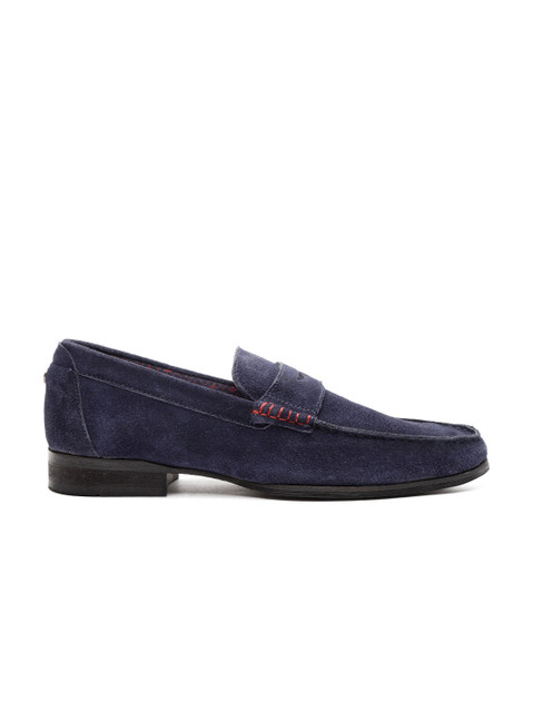 

Carlton London Men Navy Blue Leather Semiformal Penny Loafers