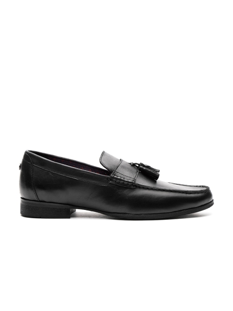 

Carlton London Men Black Leather Semiformal Tasselled Loafers