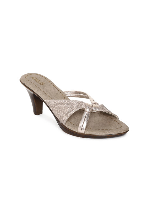 

Inc 5 Women Gold-Toned Textured Open Toe Heels