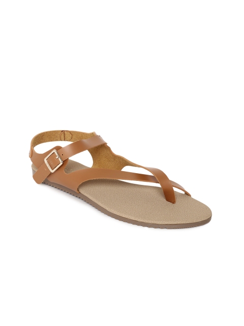 

Inc 5 Women Tan Brown Solid Synthetic Open Toe Flats