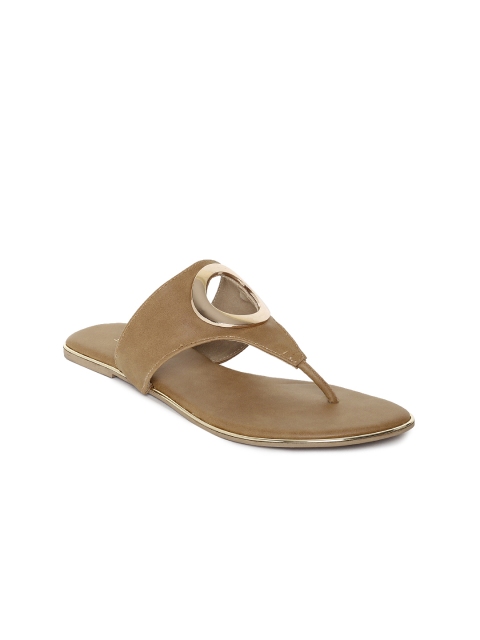 

Inc 5 Women Tan Solid T-Strap Flats