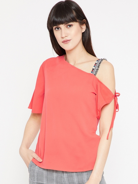 

RARE Women Coral Solid A-Line Top