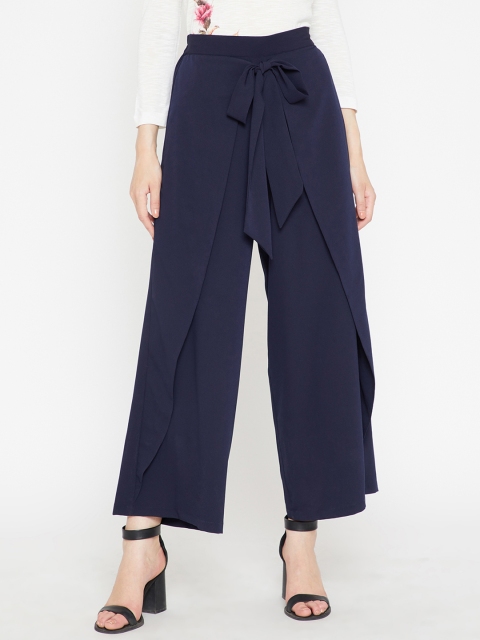 

RARE Women Navy Blue Regular Fit Solid Parallel Trousers