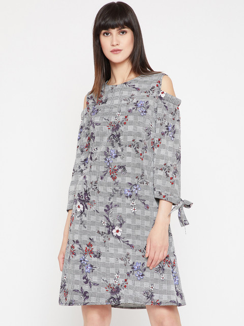 

RARE Women Grey Printed A-Line Dress