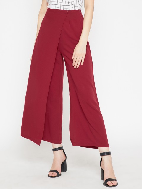 

RARE Women Maroon Regular Fit Solid Parallel Trousers