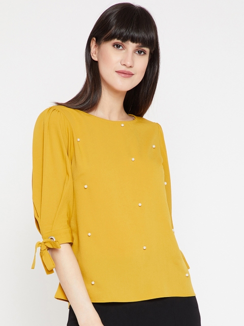 

RARE Women Mustard Embellished A-Line Top