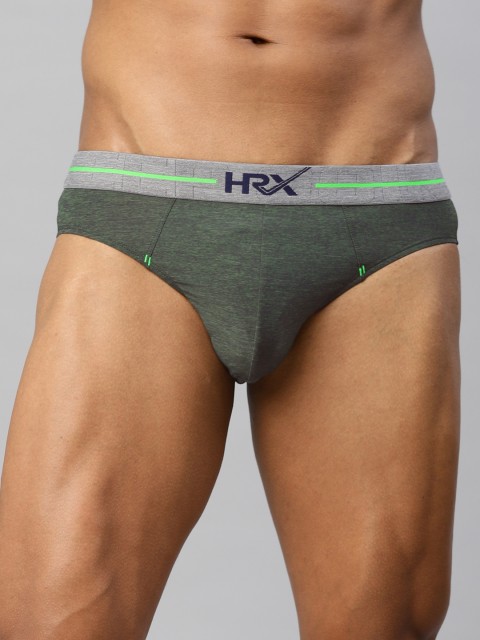 

HRX by Hrithik Roshan Men Active Olive Green Cationic Brief LS-7033B