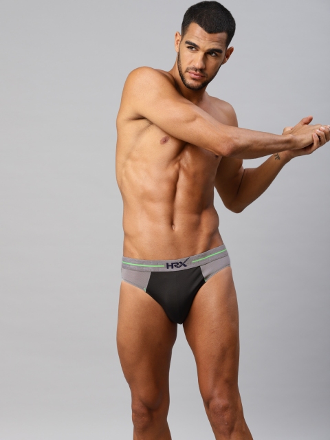 

HRX by Hrithik Roshan Men Active Black & Grey Contrast Rapid Dry Mesh Briefs LS-7031C