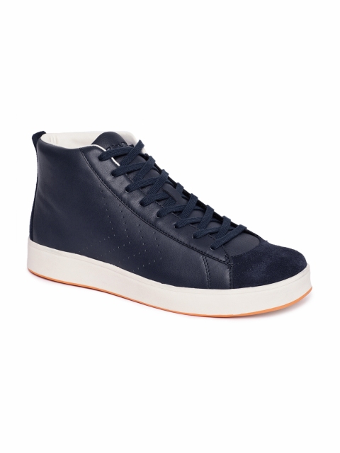 

hummel Unisex Blue WINSTON Mid-Top Leather Sneakers