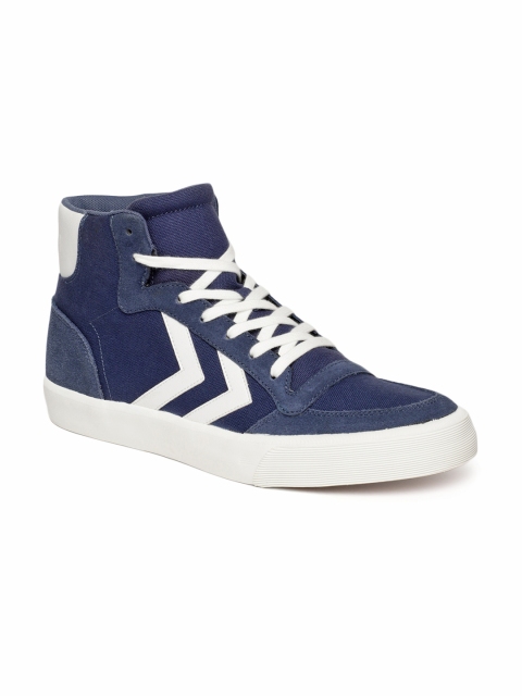 

hummel Unisex Blue Solid Mid-Top Sneakers