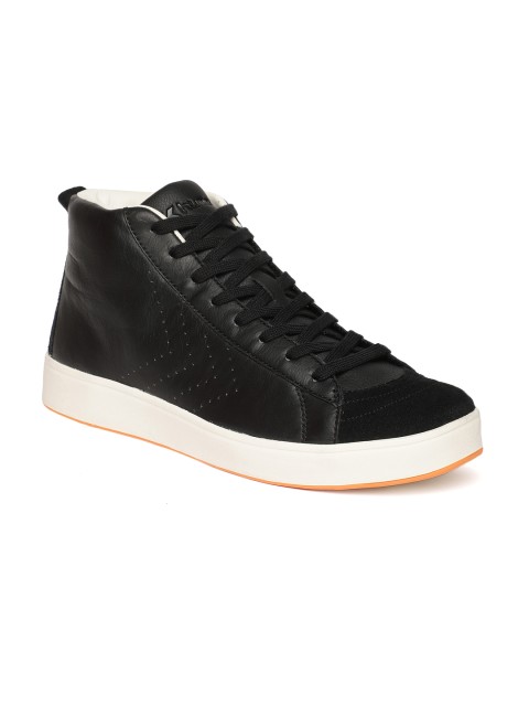 

hummel Unisex Black Solid Mid-Top Sneakers