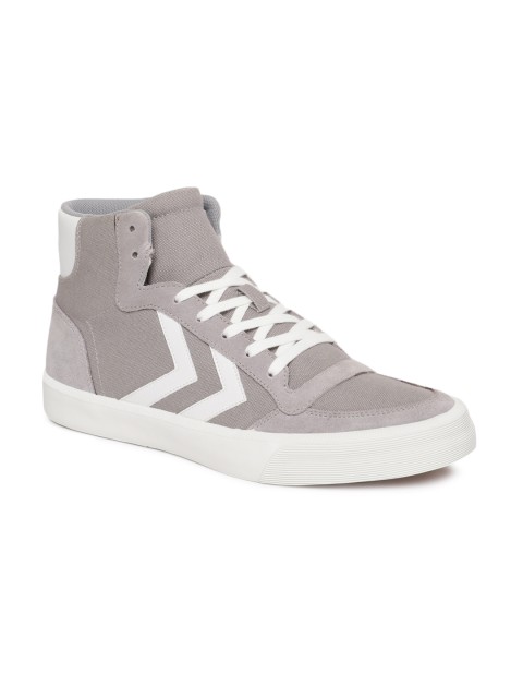 

hummel Unisex Grey Solid Mid-Top Sneakers