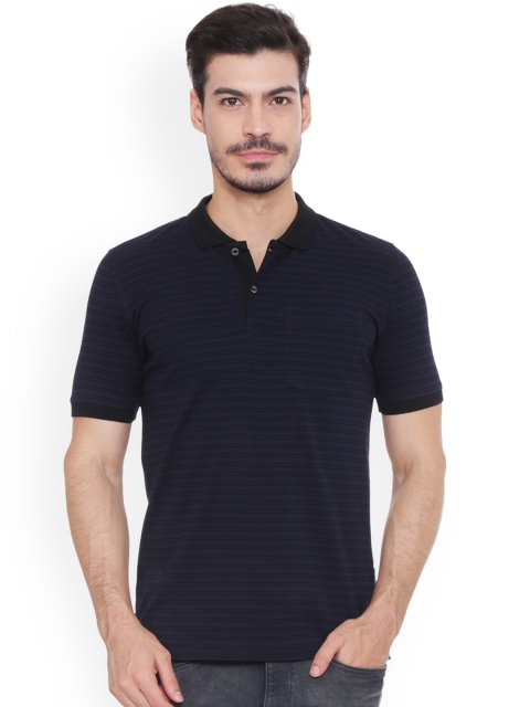 

Van Heusen Men Blue Striped Polo Collar T-shirt