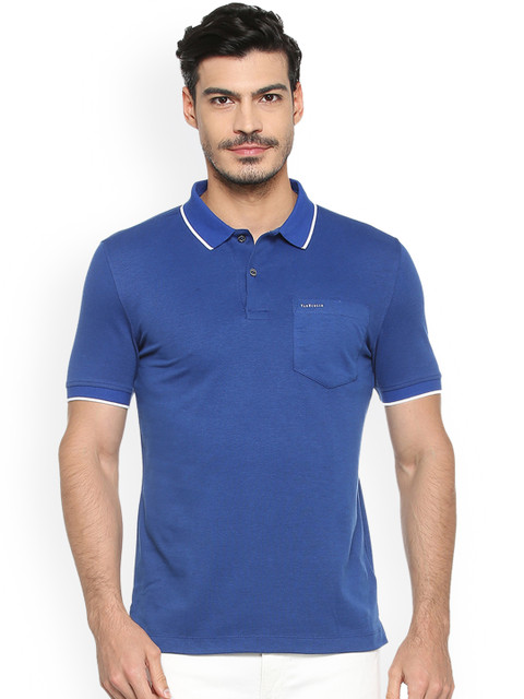

Van Heusen Men Blue Solid Polo Collar T-shirt