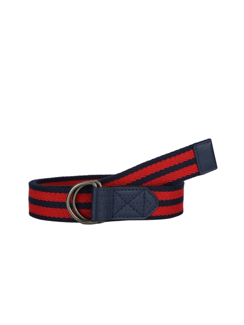 

KVL Men Red & Navy Blue Striped Belt