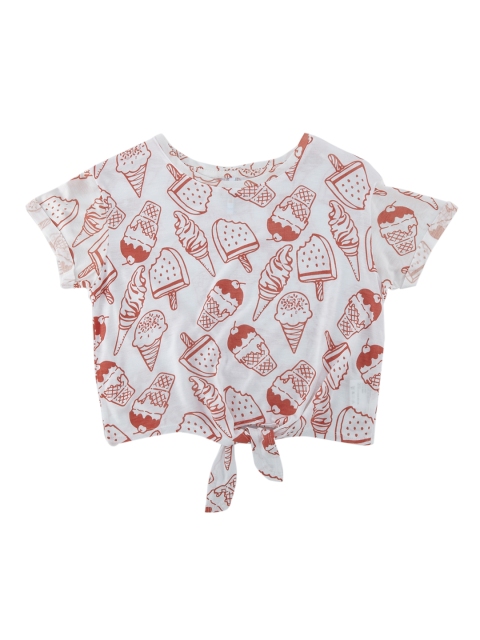 

POPPERS by Pantaloons Girls White & Red Printed Round Neck T-shirt