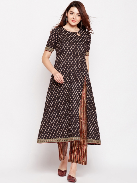 

Azira Women Black & Beige Printed Kurta with Palazzos