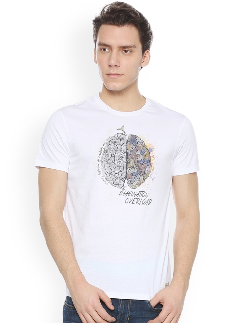 

Peter England Casuals Men White Printed Round Neck T-shirt