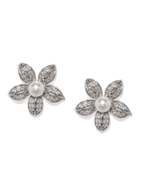 

Amavi Silver-Toned Moonshine Floral Stud Earring
