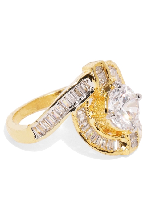 

Amavi Women Gold-Toned Princess Solitaire Ring