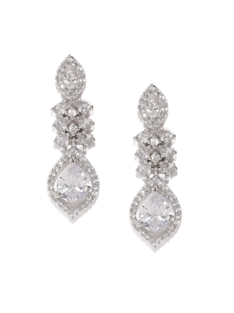 

Amavi Silver-Toned Vintage Contemporary Drop Earrings