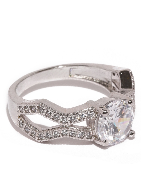 

Amavi Women Silver-Toned Solitaire Finger Ring