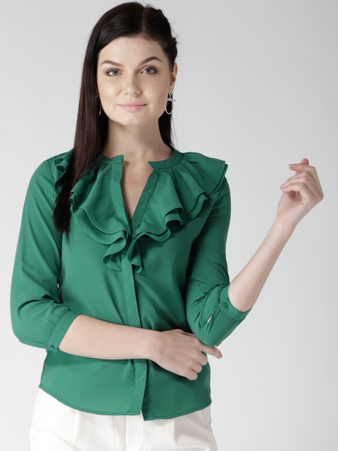 

Harpa Women Green Solid Casual Shirt