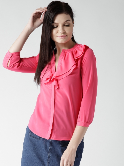 

Harpa Women Pink Solid Casual Shirt