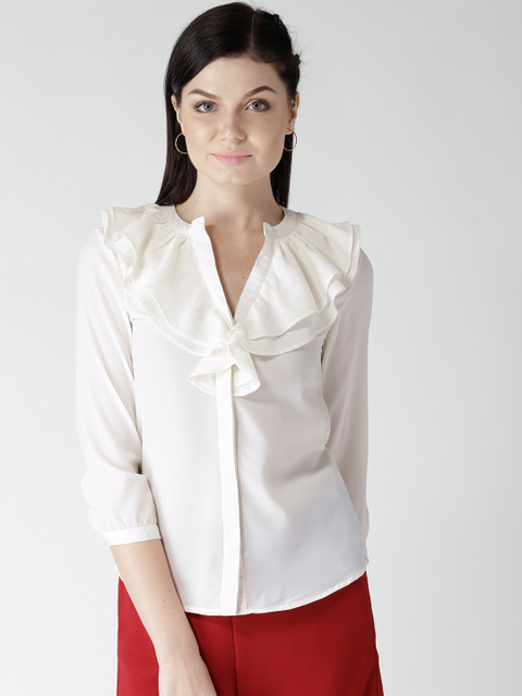 

Harpa Women Off-White Regular Fit Solid Casual Shirt