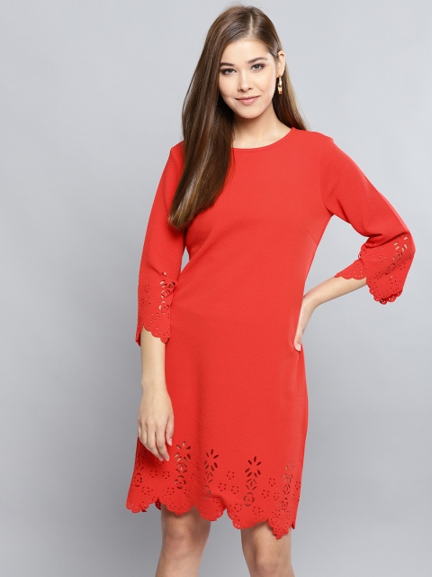 

Harpa Women Red Solid A-Line Dress
