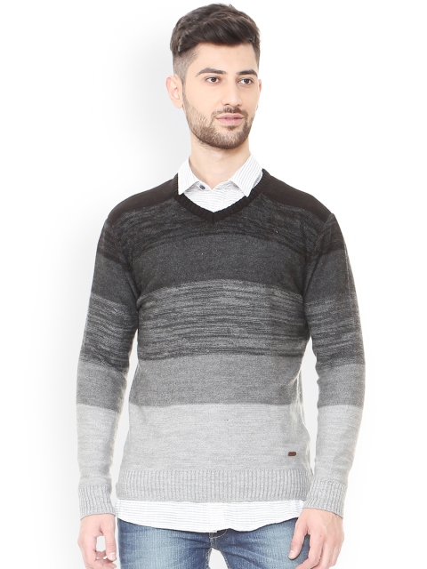 

People Men Grey Self Design Pullover