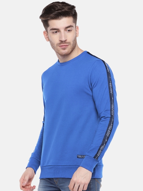 

People Men Blue Striped Sweatshirt