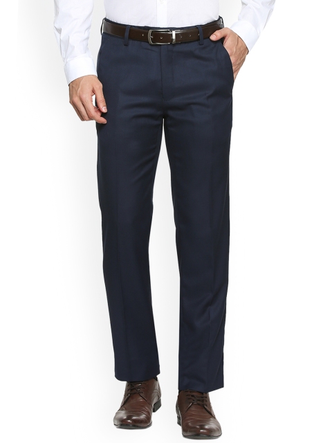 

Van Heusen Men Navy Blue Slim Fit Self Design Formal Trousers